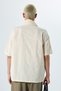 Natural Linen Shirt - Embroidery Detail, Pocketless, Oversize, Short Sleeve - 6