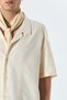 Natural Linen Shirt - Embroidery Detail, Pocketless, Oversize, Short Sleeve - 5