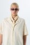 Natural Linen Shirt - Embroidery Detail, Pocketless, Oversize, Short Sleeve - 4