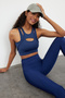 Dark Navy Blue Supportive/Shaping Halter Neck Knitted Sports Bra Twoss22Ss0042
