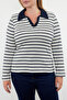 Navy Blue Camisole 100% Cotton Knitted Plus Size Blouse - 3