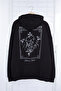 Siyah Oversize/Geniş Kesim Kapüşonlu Çiçek Baskılı İçi Polar/Sıcak Tutan Sweatshirt TMNAW24SW00100 - 6