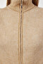 Beige Soft Textured Stand Collar Zippered Regular Knitwear Vest Twoaw25Ye00033 - 4