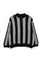 Black Gray Striped Zip Collar Knitwear Sweater Tbbaw25An00028 - 6