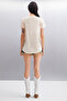 Samantha Women's 100% Organic Cotton Comfort Fit Long Back Basic Knitted Beige T-Shirt - 6