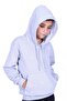 Plain Unisex Kids Kangaroo Pocket Hooded Gray Sweatshirt - 4