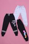 3-Piece Girls' Sweatpants with Text Print and High Waist Detail