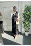 Black Crepe Hijab Ruffled Gilet - 2