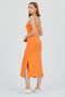 Light Orange Rope Strap Slit Slim Fit Dress - 4