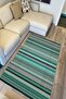 Cotton Rug 21 Green Background Striped Patterned Decorative Washable Woven Base Rug - 6