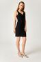 Black Ribbed Dress with Tape Strap - 3