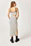 Ecru Striped Cotton Strappy Crop Skirt Set - 6