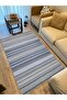 Cotton Rug 9 Blue Tone Geometric Patterned Decorative Washable Woven Base Rug - 4