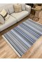 Cotton Rug 9 Blue Tone Geometric Patterned Decorative Washable Woven Base Rug - 5
