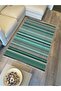 Cotton Rug 21 Green Background Striped Patterned Decorative Washable Woven Base Rug - 4