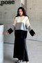 Women's Black Double Color Crew Neck Knitwear Sweater - 5