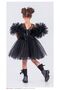 April 23 Tutu Pompom Sleeves Dress - Children's Evening Dress (Black Pullu) - 4