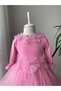 Long Sleeve Children's Evening Dress with Tulle Skirt - 2