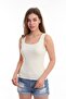 Women's Bone Color Square Neck Strap Knitwear Blouse Athlete