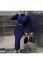 Women's Knitting Dress New Season Navy Blue Knitted - 3