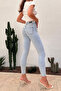 Women's Blue Snow Super Skinny Fit High Waist Lycra Stretchy Jean Denim Pants Jenni̇e-2004