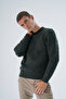 Men's Khaki Crew Neck Linx Diamond Patterned Wool Knitwear Knitted Sweater Trist-5332 - 2