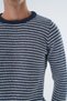 Men's Navy Blue Crew Neck Brass Thessaloniki Nopen Striped 4-Color Wool Knitwear Knitted Sweater - 5