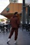طقم بدلة رياضية بغطاء للرأس وأرجل مطاطية للرجال بثلاثة خيوط - 4