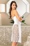 Satin Lace Detailed Nightgown Dressing Gown Double Set 2616 Midi Size White - 2
