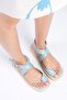 Belita Genuine Leather Blue Flip Flops Women's Sandals - 2