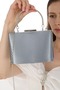 Platinum Color Satin Fabric Women's Evening Dress Clutch Portfolio Bag New Season - 3