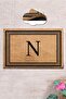 Coco Letter N 40x60 Cm Bristle Mat, Decorative Multi-Purpose Indoor and Outdoor Door Mat