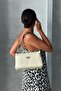 Genuine Leather Handbag and Crossbody Bag Oxnova Model Cream Color