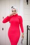 Women's Dress Hijab Clothing Turtleneck and Slim Fit Knitwear Pencil Dress - 4