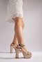 Cinderella Women's Platform Heeled Shoes - Gold Sequined - 3