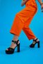 Jasmine Women's Platform Heeled Shoes Black Satin