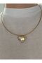 Large Heart Pearlescent Stainless Steel Non-Tarnishing Women's Gold Necklace - 4