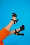 Jasmine Women's Platform Heeled Shoes Black Satin - 5