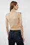 Beige Soft Textured Stand Collar Zippered Regular Knitwear Vest Twoaw25Ye00033 - 5