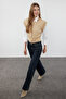 Beige Soft Textured Stand Collar Zippered Regular Knitwear Vest Twoaw25Ye00033 - 2