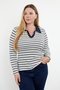 Navy Blue Camisole 100% Cotton Knitted Plus Size Blouse - 2