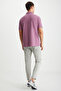 LAPORTE Men's Slim Fit Plum Polo Collar Textured T-shirt - 5