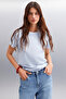 Samantha Women's 100% Organic Cotton Comfort Fit Long Back Basic Knitted Blue T-Shirt - 4