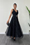 Glittery fabric strap midi dress - black - 2