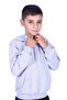 Plain Unisex Kids Kangaroo Pocket Hooded Gray Sweatshirt