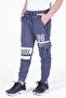 3-Piece Gray-smoked-black, Cargo Pocket, Text Printed Boys' Sweatpants - 3