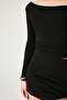 Black Glitter Asymmetrical Collar Long Sleeve Blouse - 3