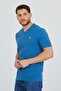 Petrol Blue V-Neck Cotton Slim Fit Men's Basic - 4