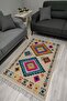 Cotton Series Authentic Ethnic Geometric Patterned Decorative Woven Base Rug in Multy Shades