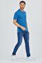 Petrol Blue V-Neck Cotton Slim Fit Men's Basic - 3